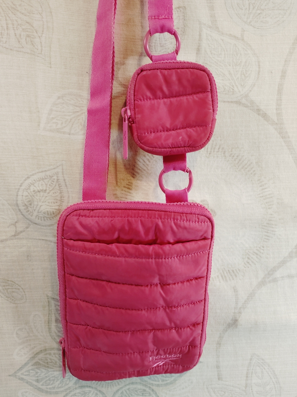 Reebok Hot Pink Quilted Crossbody Bag with Mini Pouch